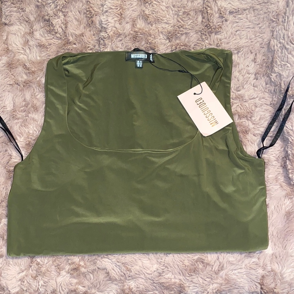 MISGUIDED army green square neck bodysuit